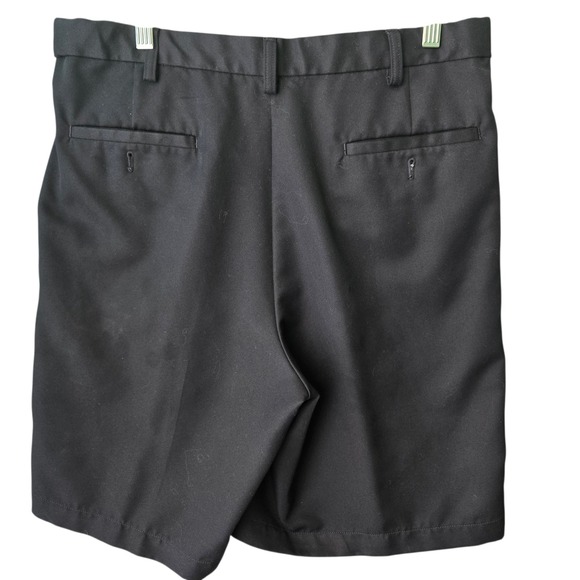 Haggar Mens Pleated Black/Navy Shorts Size 34 Polyester Casual Golf Travel - Picture 7 of 10